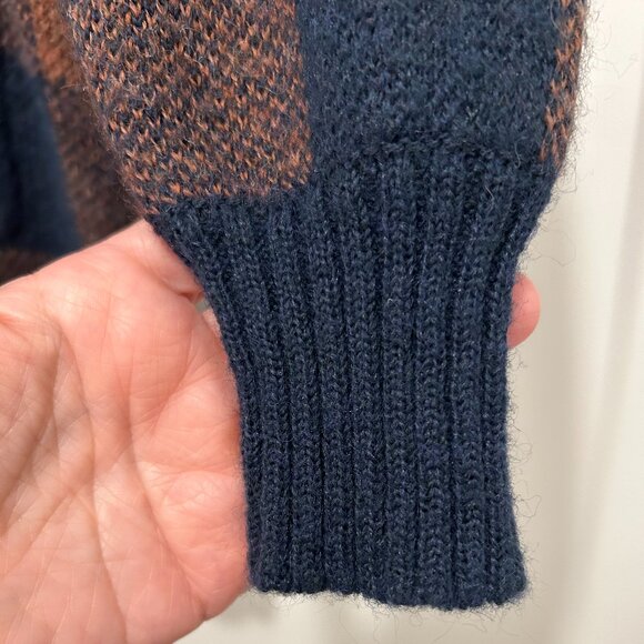 AMERICAN EAGLE rust & navy buffalo check cardigan sweater (S/M?) - Picture 3 of 7